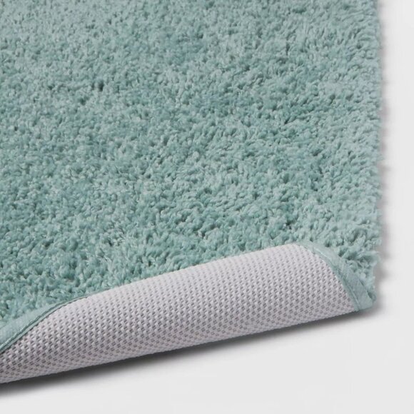 Threshold Aqua Blue Oversized & Plush 23" x 37" Bath Rug w/ Non Slip Bottom - Picture 3 of 7